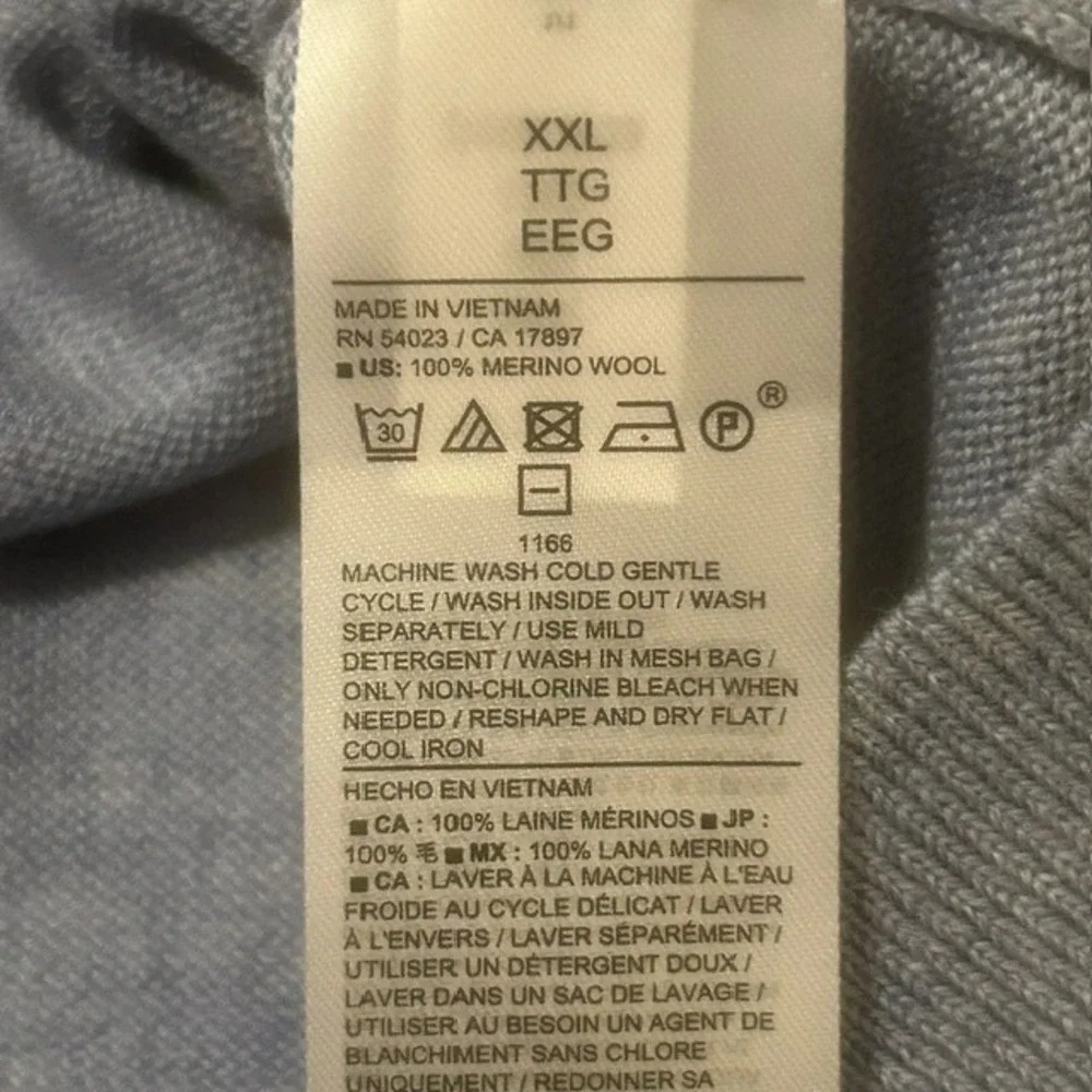 Banana Republic Sweater Men's 2XL XXL Light Blue 100% Merino Wool Crew Neck NEW